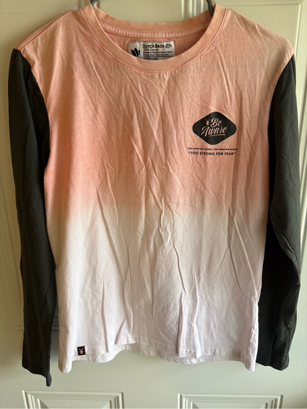 Dutch Bros Pink Ombre Front Long Sleeve with Black Sleeves